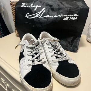 Vintage Havana Women's Black and White Sneakers